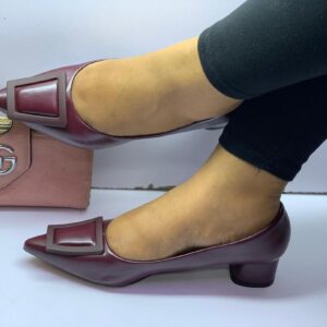 Burgundy Ti-el Store Low Heel
