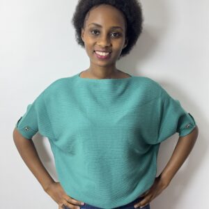 Green Short Sleeved Sweater Top