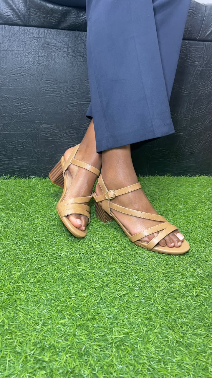 Khaki Ladies Strap heels Lauren
