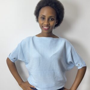 Light-blue Short Sleeved Sweater top