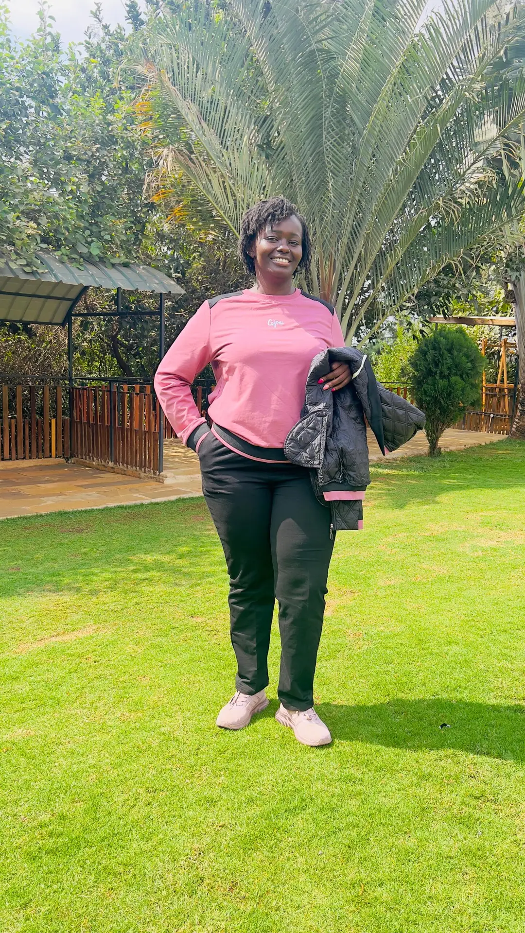 Peach-Black jacket 3pc tracksuit